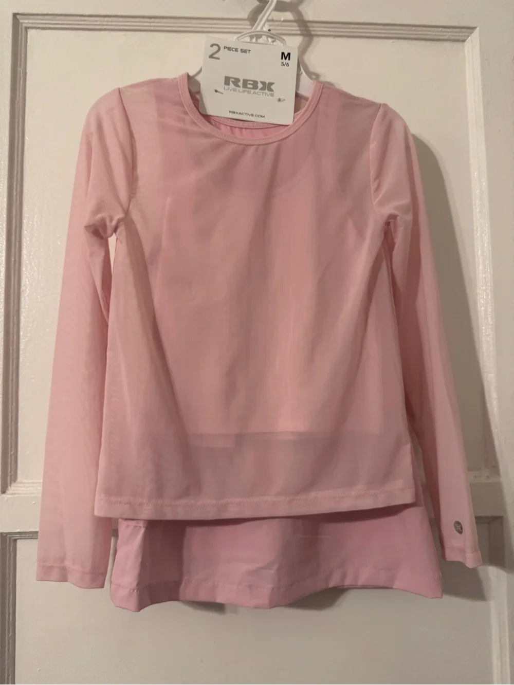 RBX Girls 2 Piece Set Athletic Top & Skirt Pink Medium